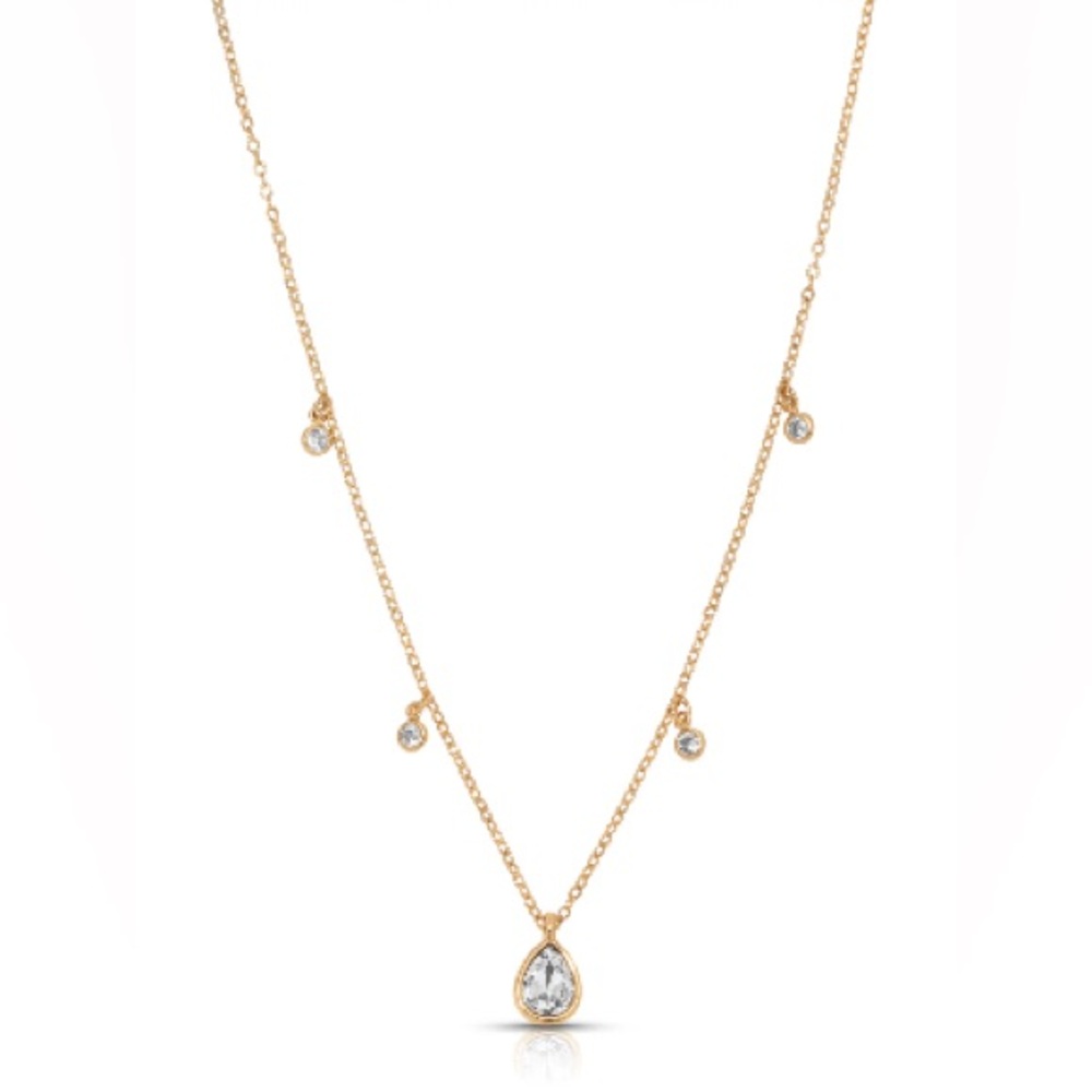 Dripping in Crystals Drop Necklace Gold
